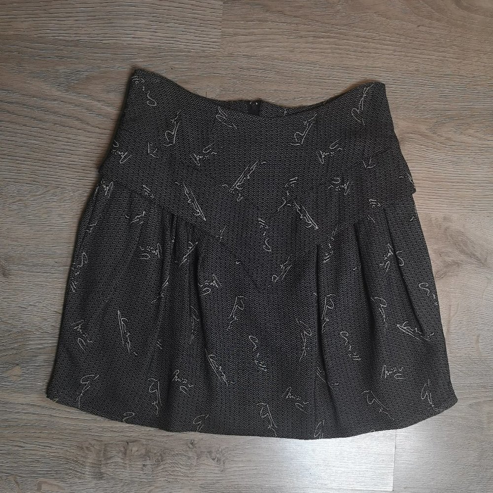 80S Vintage herringbone high-waisted peplum mini skirt